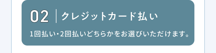 02 クレジットカード払い 1回払い・2回払いどちらかをお選びいただけます。