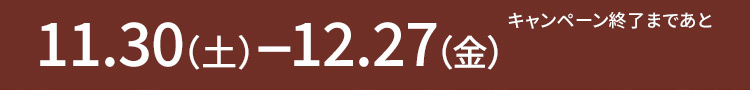 11.30(土)ー12.27(金) キャンペーン終了まであと